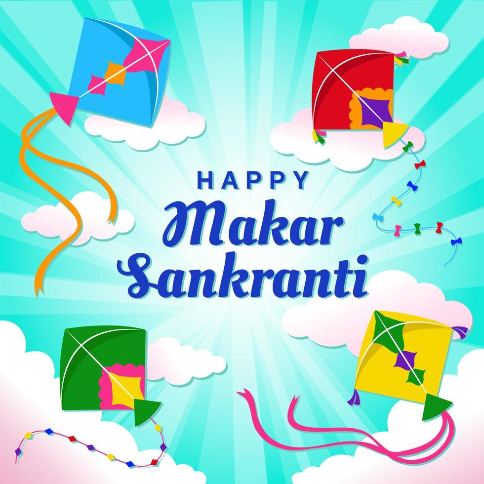 Colorful Makar Sankranti vector