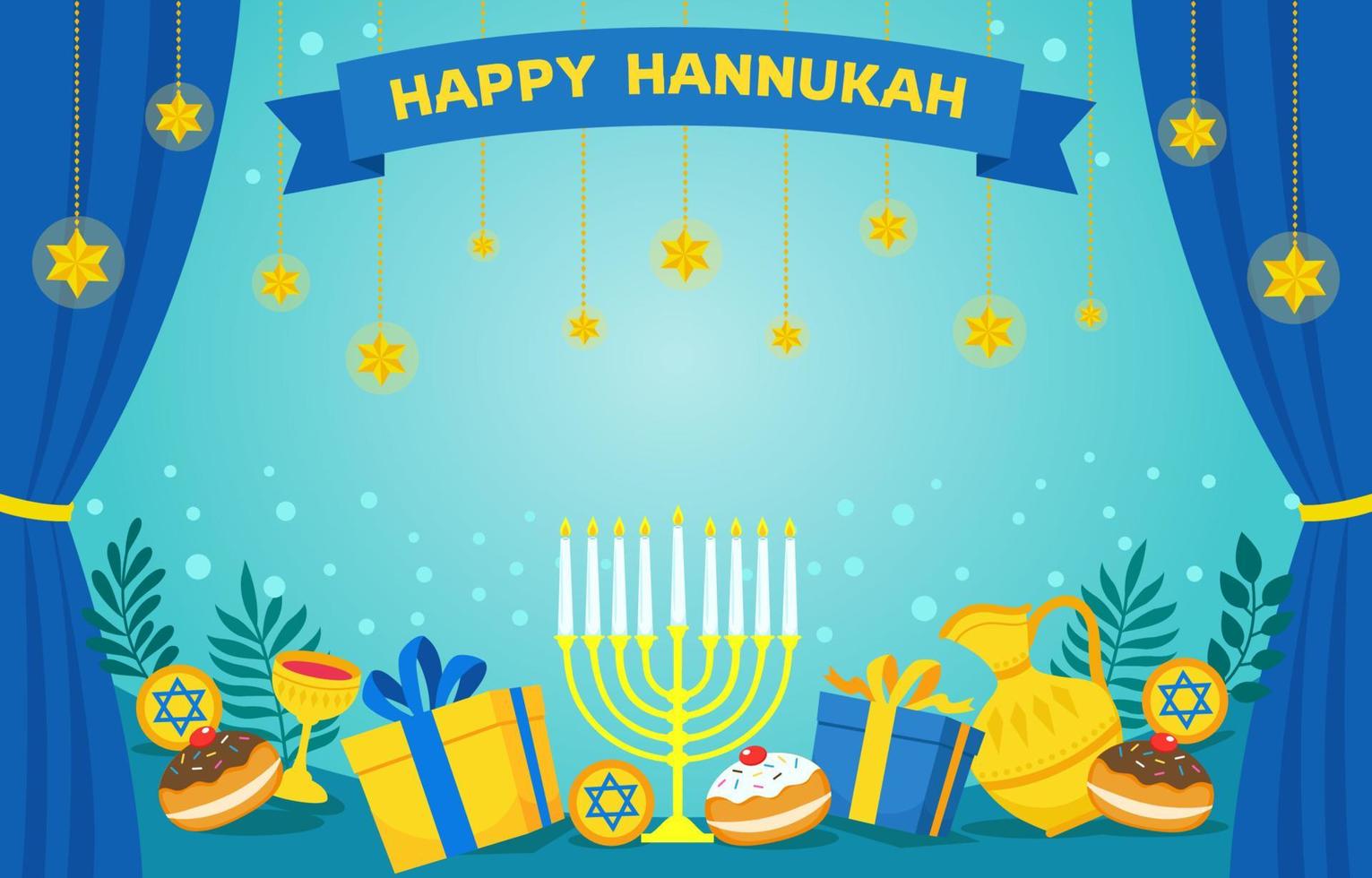 Happy Hanukkah in Blue vector