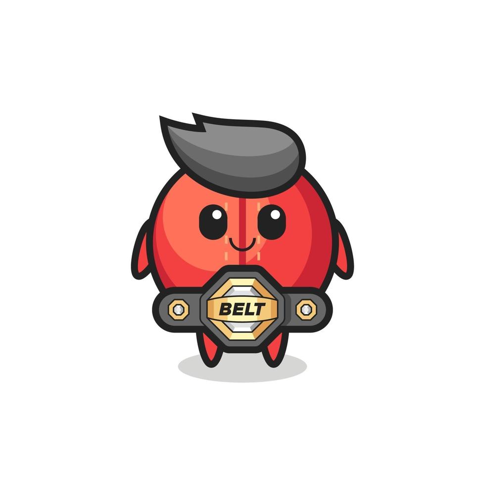 the MMA fighter cricket ball mascot with a belt vector