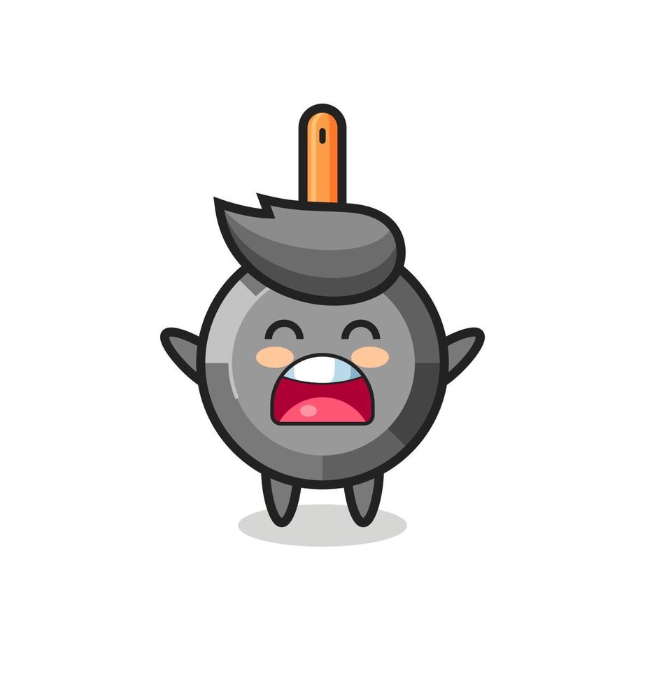 cute frying pan mascot with a yawn expression vector