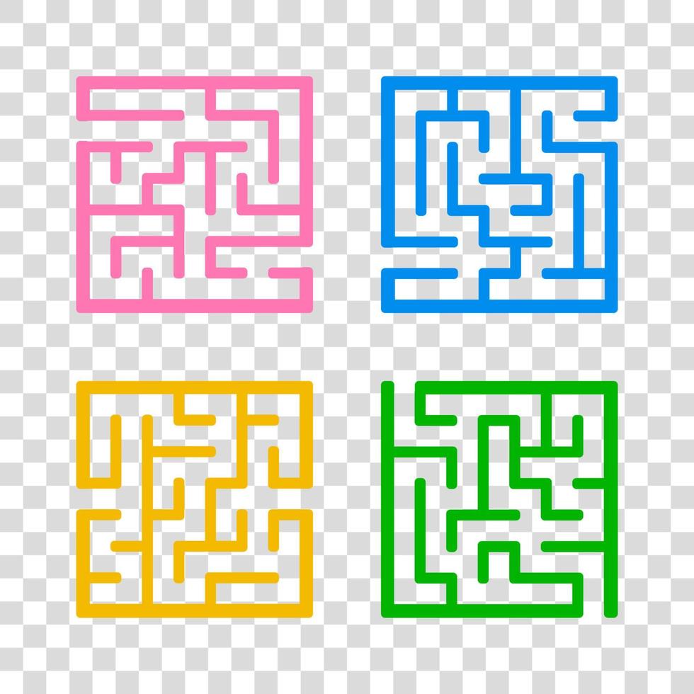 A set of mazes. Game for kids. Puzzle for children. Labyrinth conundrum. Vector illustration.