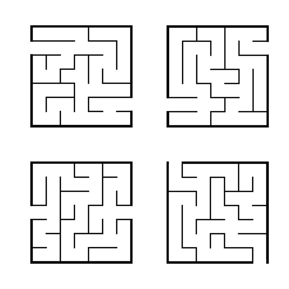 A set of mazes. Game for kids. Puzzle for children. Labyrinth conundrum. Vector illustration.