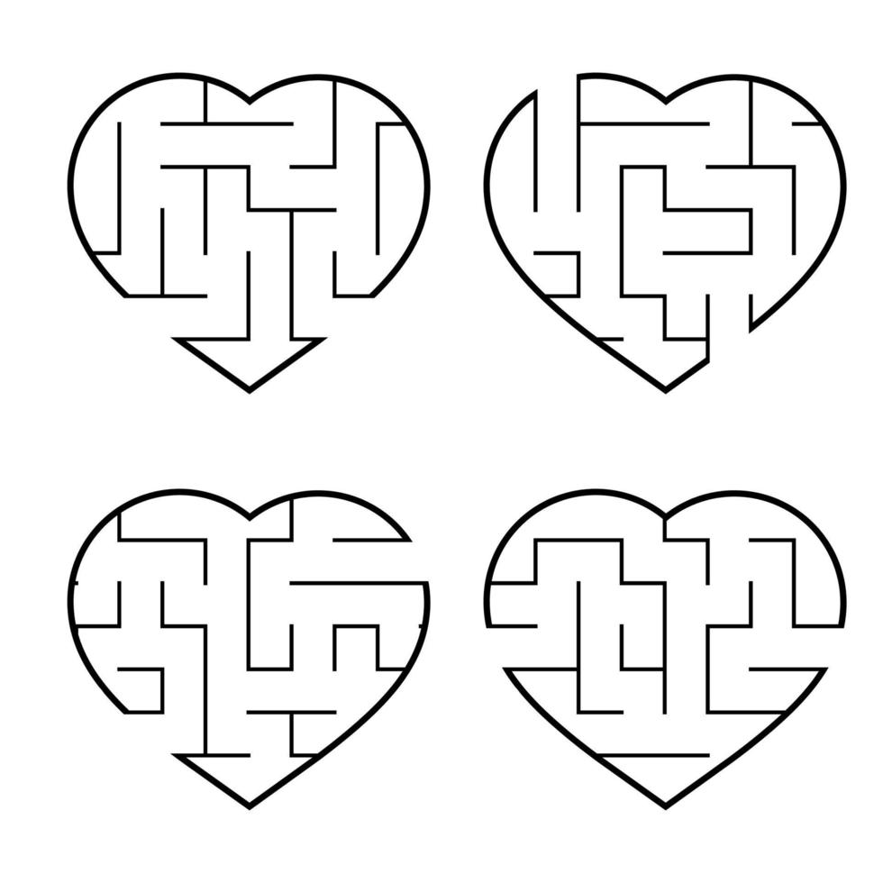 A set of mazes. Game for kids. Puzzle for children. Labyrinth conundrum. Vector illustration.