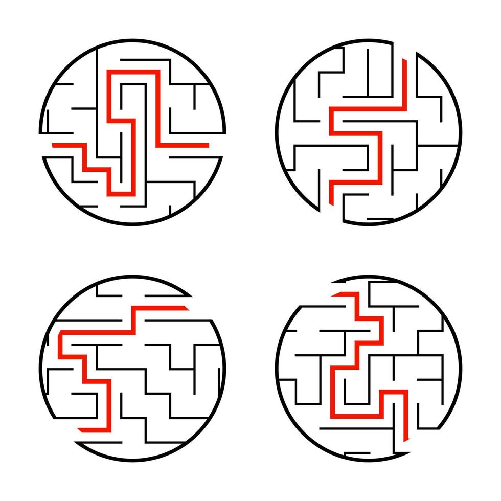 A set of mazes. Game for kids. Puzzle for children. Labyrinth conundrum. Vector illustration.