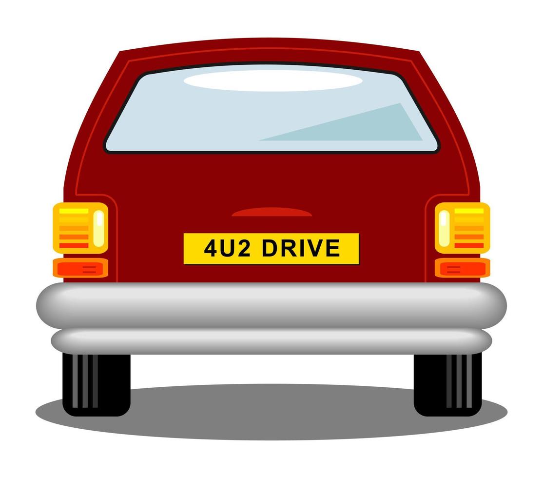 Simple Generic Car Rear Automobile Cartoon vector