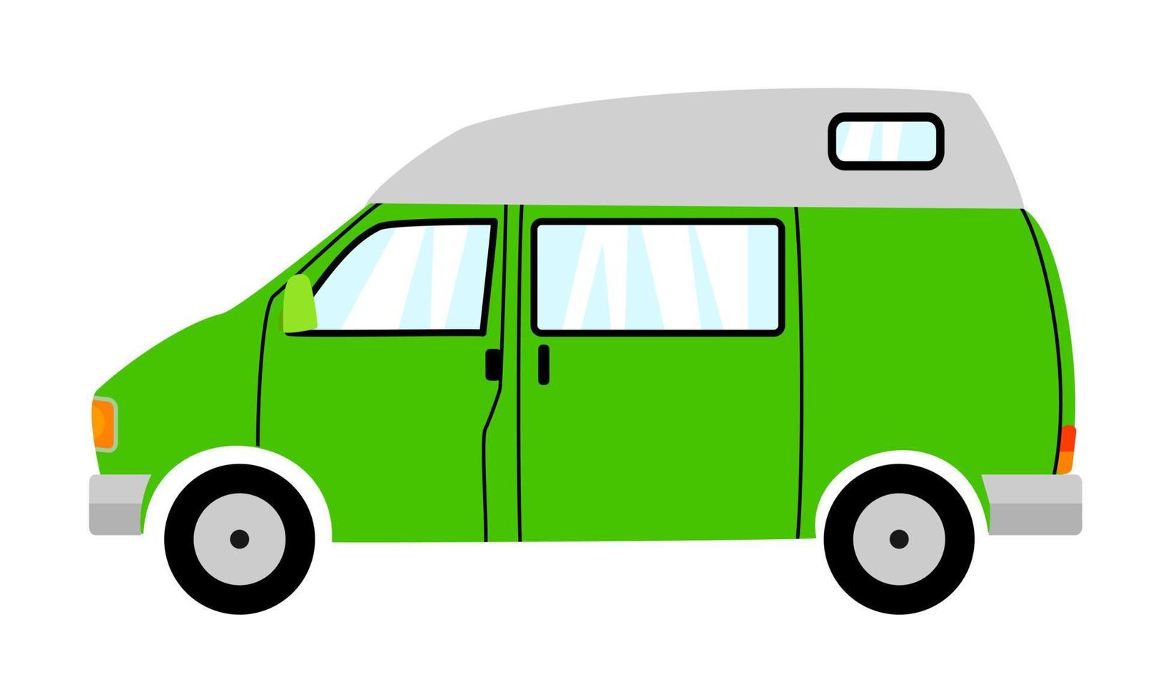 Vehículo de turismo furgoneta camper verde simple genérico vector