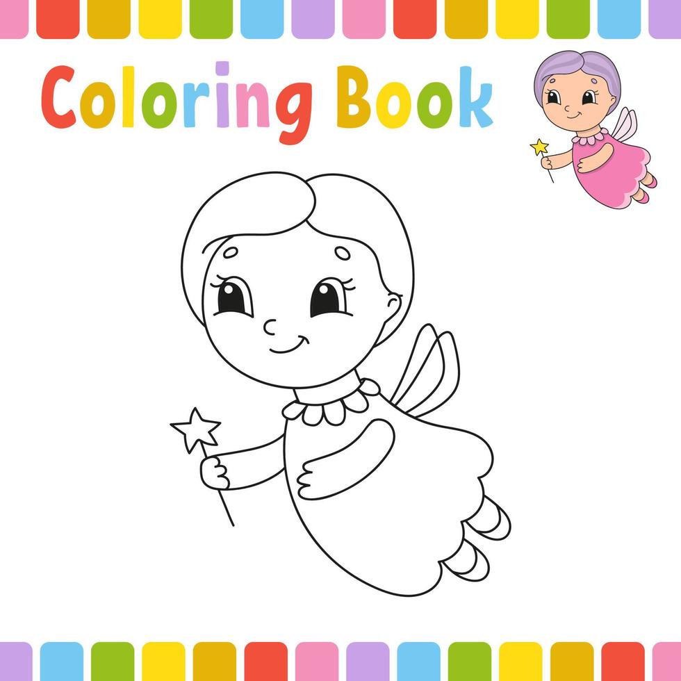 libro para colorear para niños. carácter alegre. Ilustración de vector aislado plano simple en estilo de dibujos animados lindo.