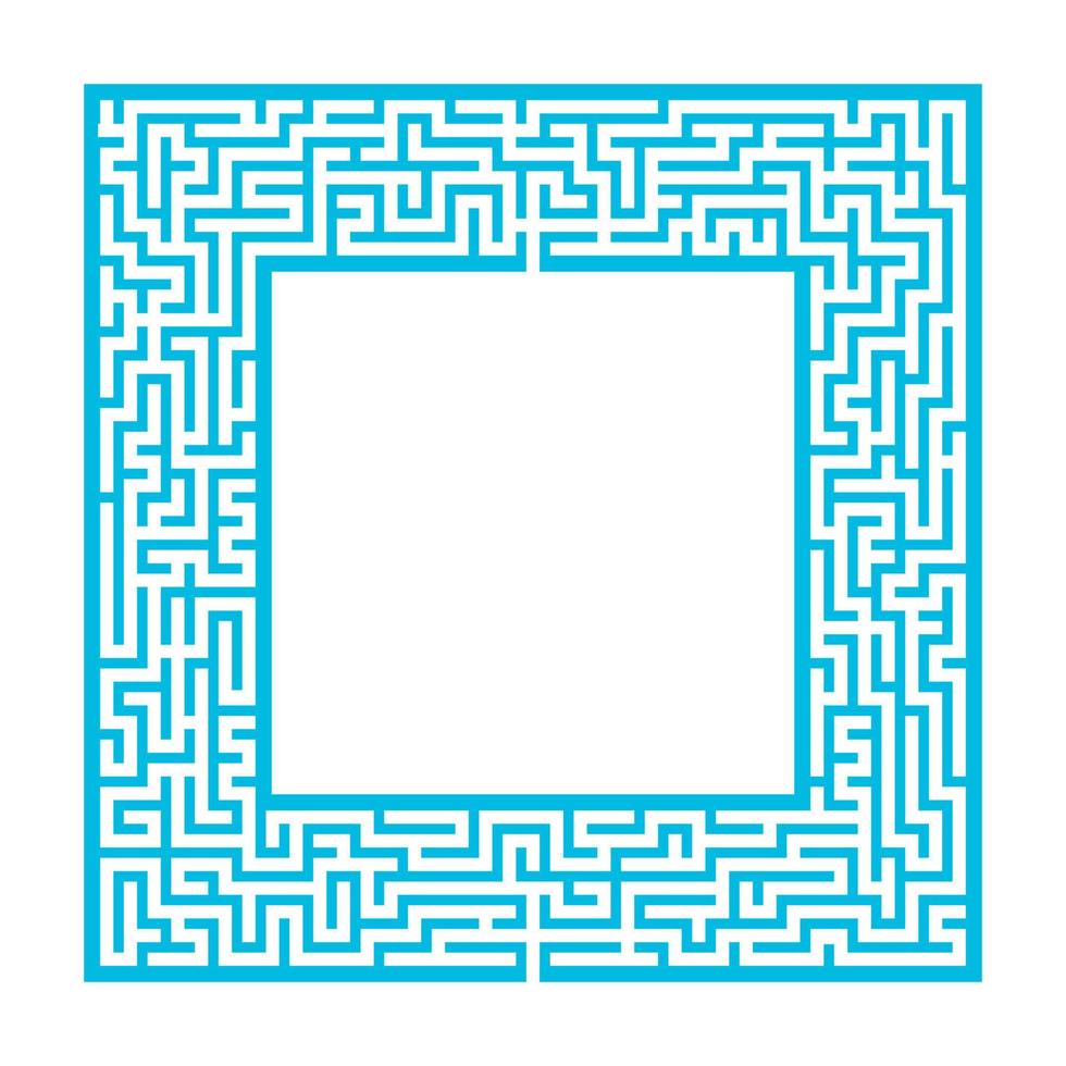 Sophisticated color square maze frame. Game for kids and adults. Puzzle for children. One entrance, one exit. Labyrinth conundrum. Flat vector illustration. With place for your image.