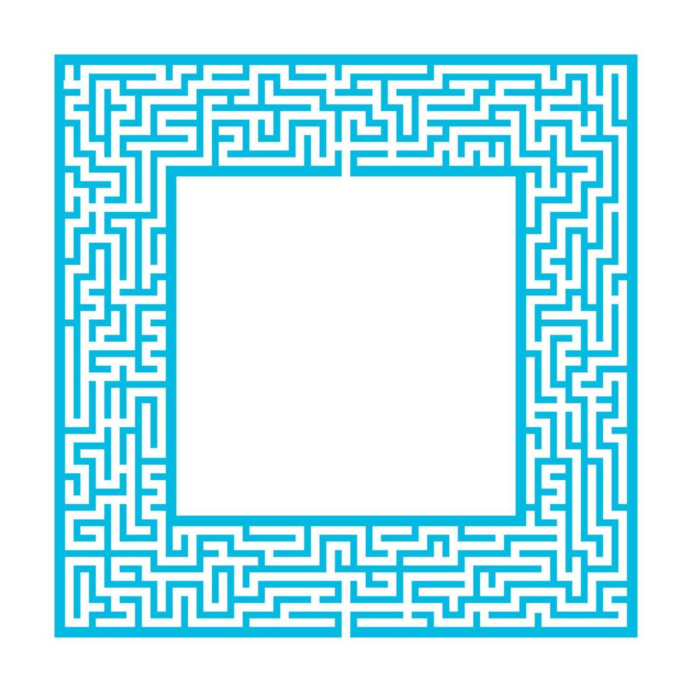 Sophisticated color square maze frame. Game for kids and adults. Puzzle for children. One entrance, one exit. Labyrinth conundrum. Flat vector illustration. With place for your image.