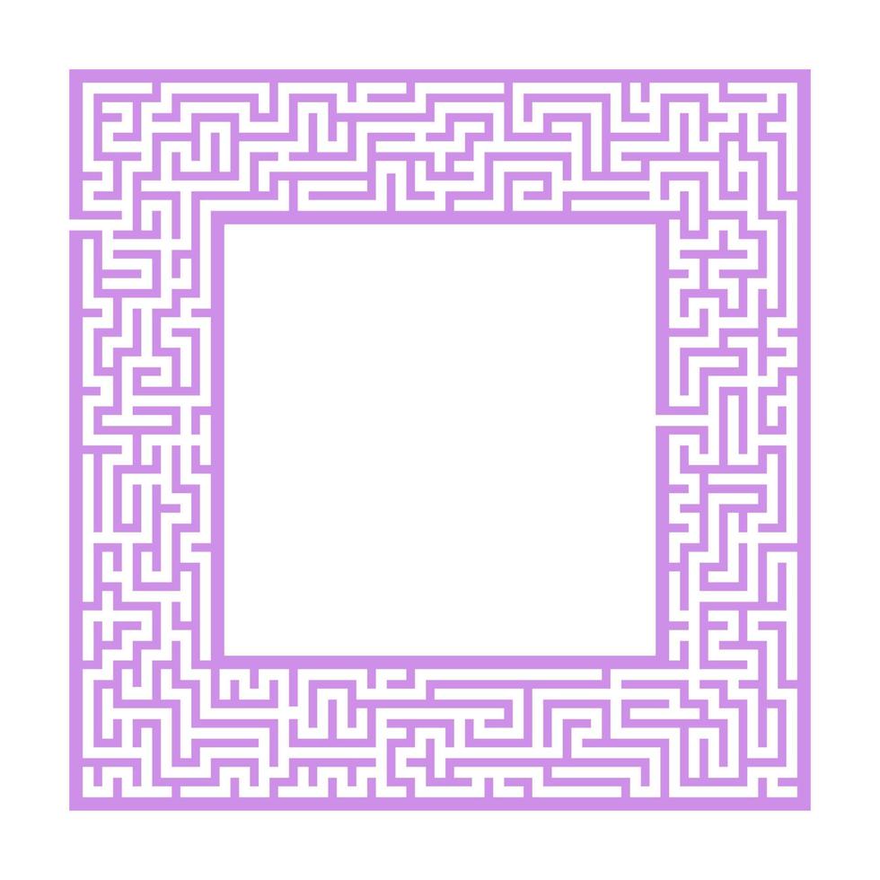 Sophisticated color square maze frame. Game for kids and adults. Puzzle for children. One entrance, one exit. Labyrinth conundrum. Flat vector illustration. With place for your image.