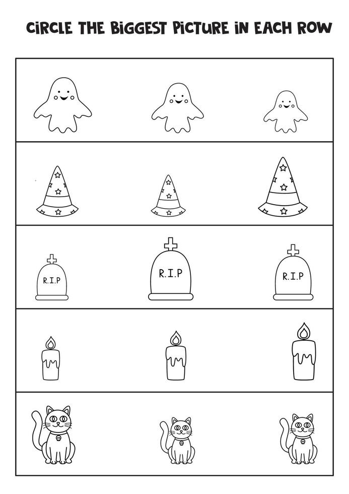 Find the biggest Halloween picture in each row. vector