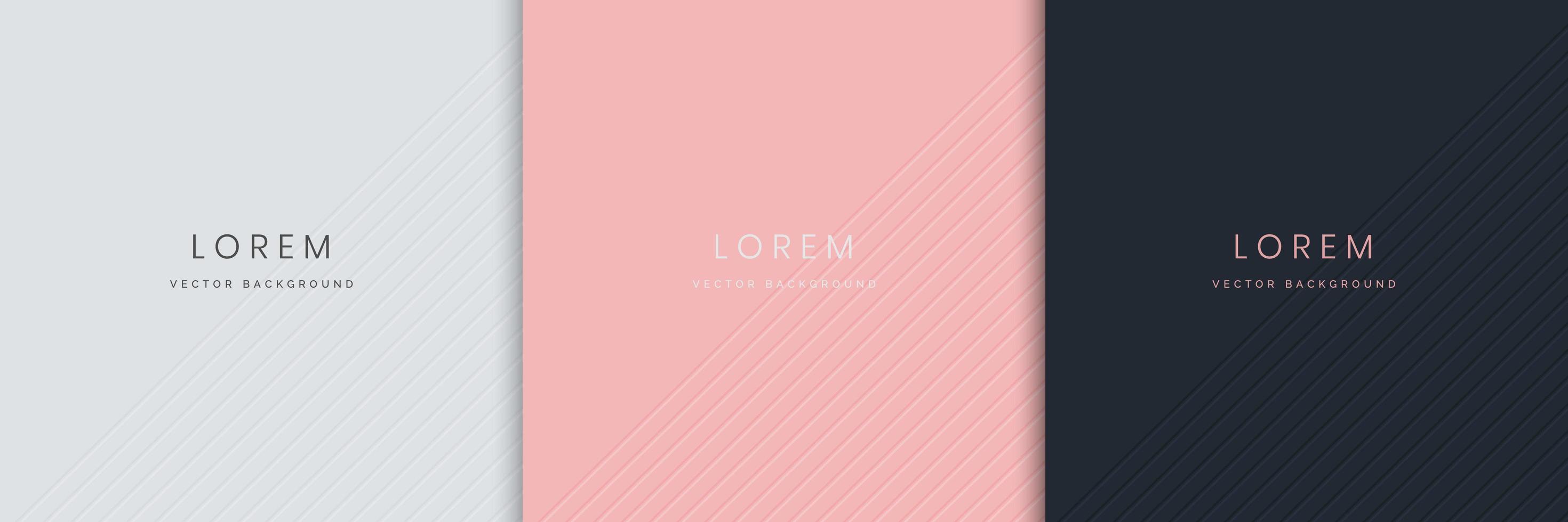 Set of abstract grey, pink, dark blue, stripe diagonal lines light background. vector