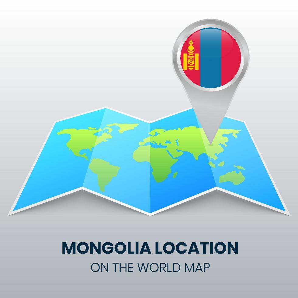 Location icon of Mongolia on the world map, Round pin icon of Mongolia vector