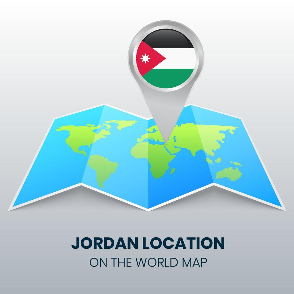 Location icon of Jordan on the world map, Round pin icon of Jordan vector