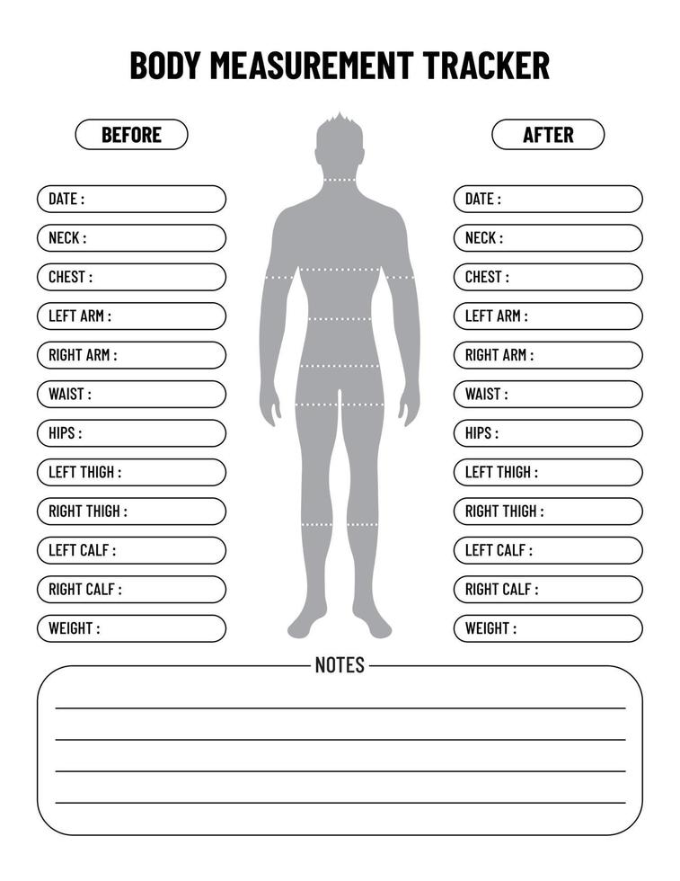 rastreador de medidas corporales para hombres, rastreador de pérdida de peso vector