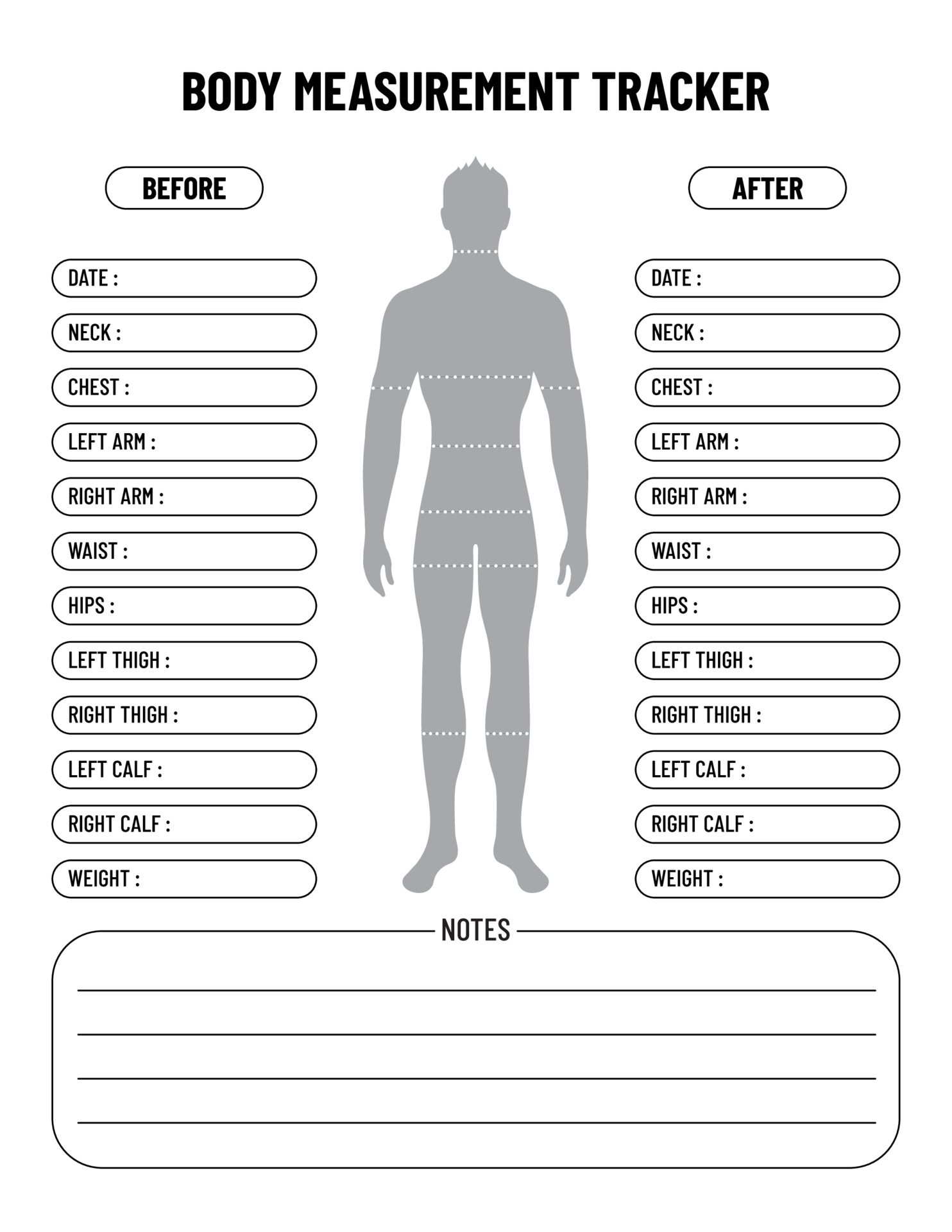 Body Measurement Tracker for Men, Weight Loss Tracker 3550670 Vector Art at  Vecteezy