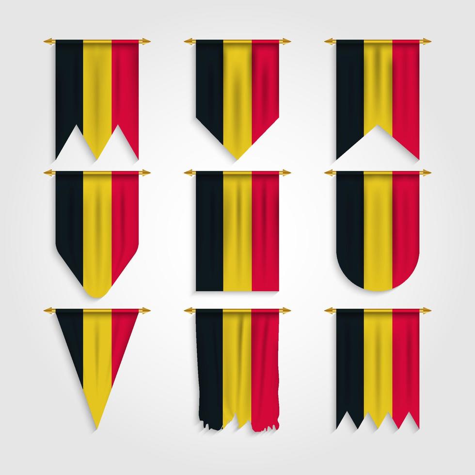Belgium flag in different shapes, Flag of Belgium in various shapes vector
