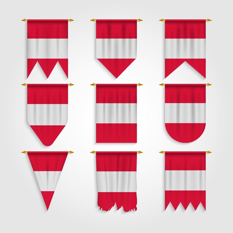 Austria flag in different shapes, Flag of Austria in various shapes vector