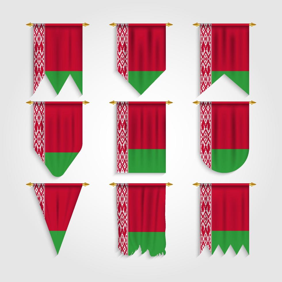 bandera de bielorrusia en diferentes formas, bandera de bielorrusia en varias formas vector