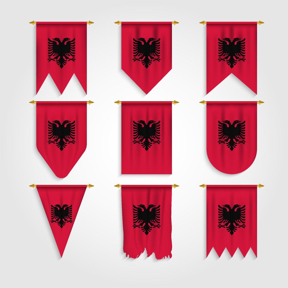 bandera de albania en diferentes formas, bandera de albania en varias formas vector