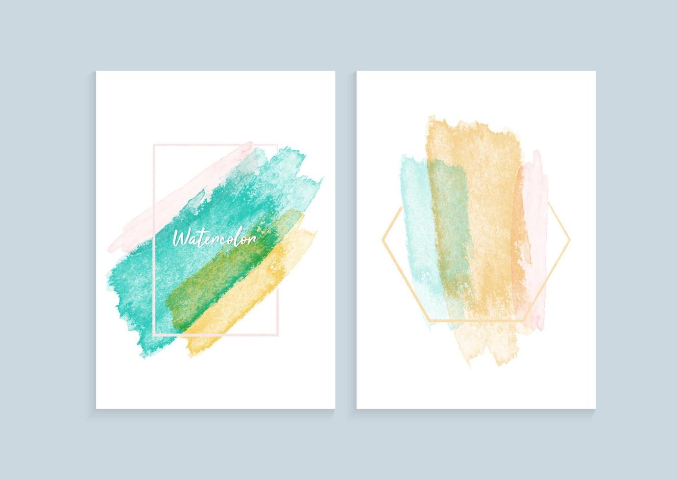 Colorful watercolor brushes strokes painted background vector