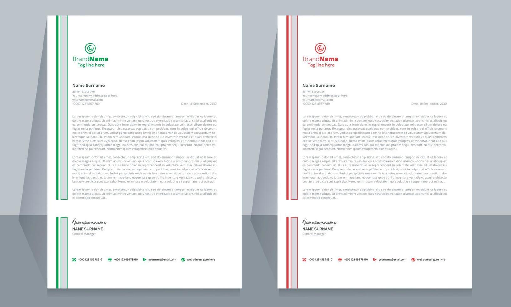 Letterhead format template, business style letterhead design template. Company letterhead template designs. Letterhead, Template. vector