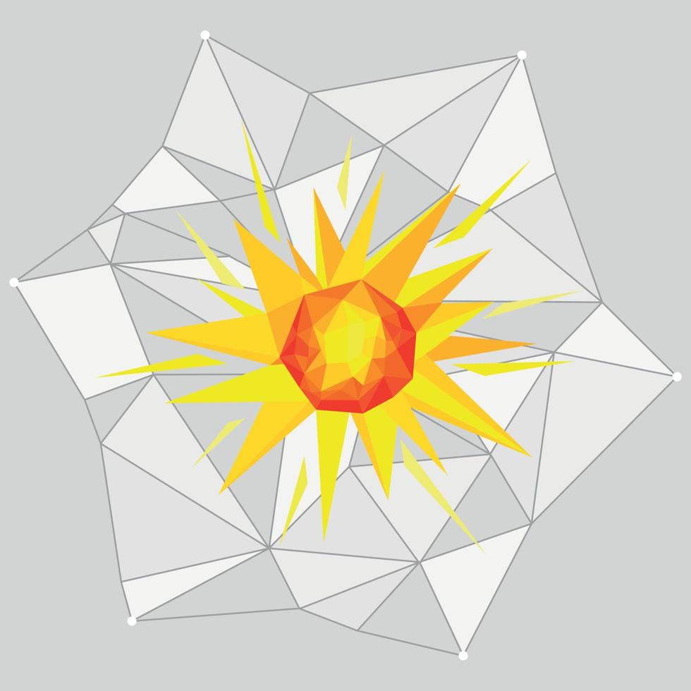 Sun minimalist art. minimalistic objects from space in a geometric style on a gray background vector