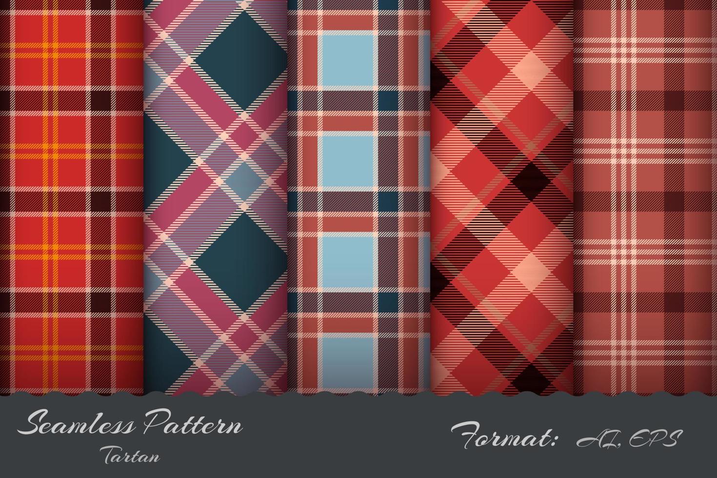 Set Retro Tartan Seamless Pattern vector