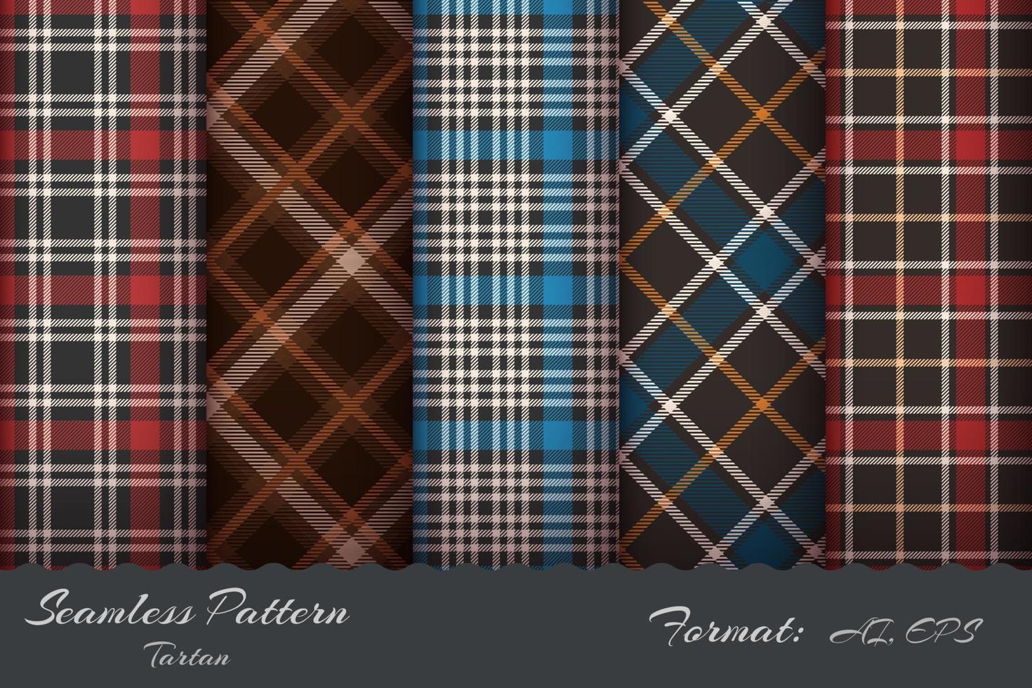 Set Retro Tartan Seamless Pattern vector