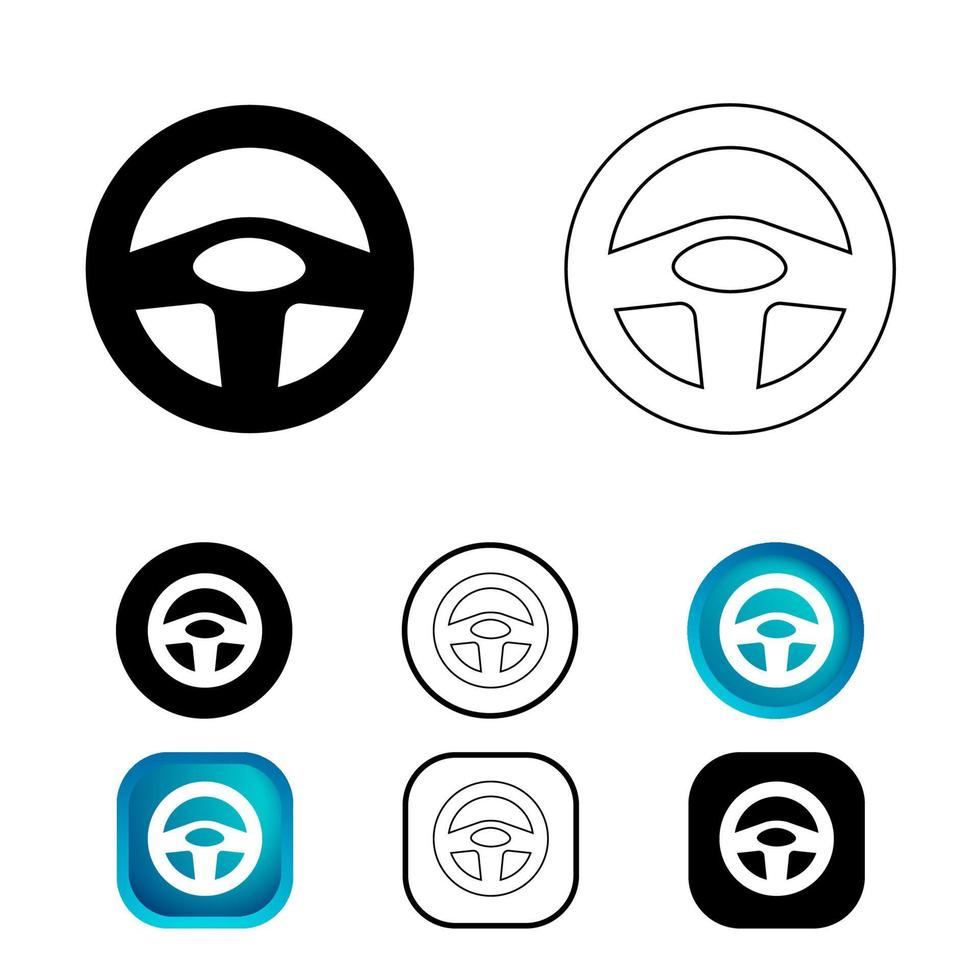 Abstract Automobile Steering Wheel Icon Set vector