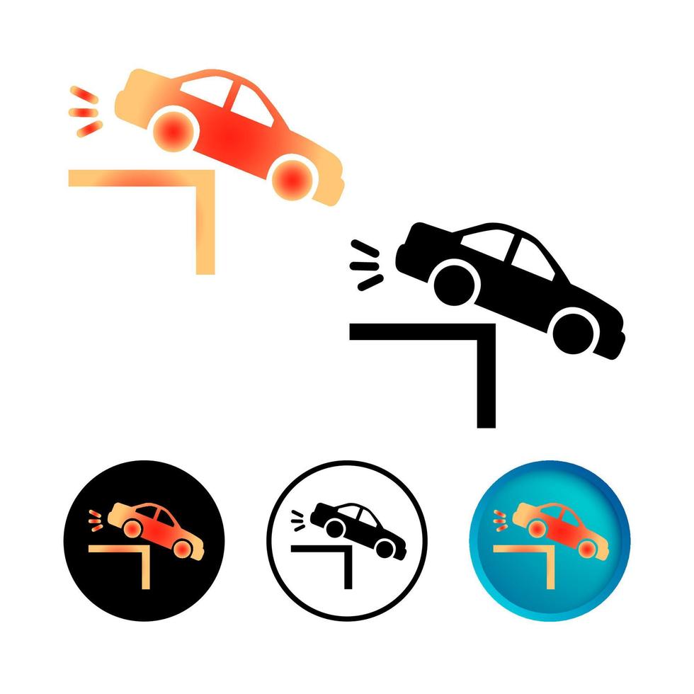 Abstract Car Falling Icon Set vector