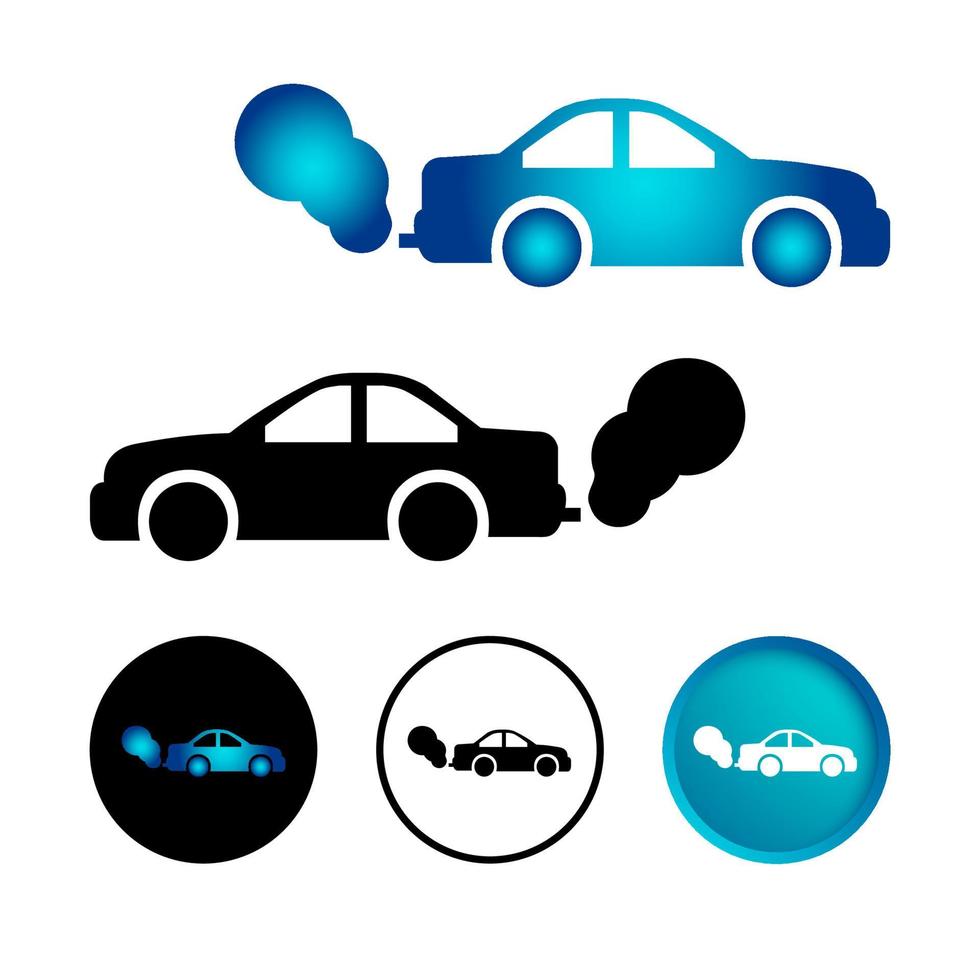 Abstract Car Pollution Icon Set vector