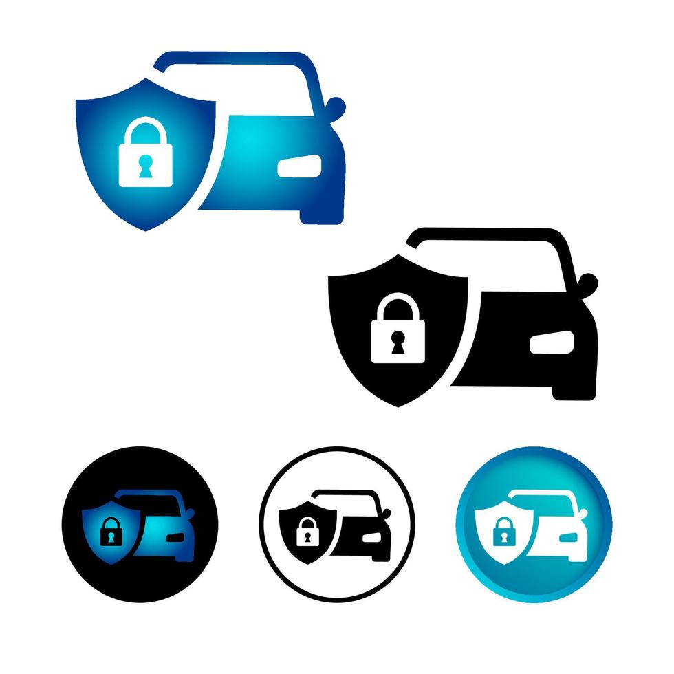 Abstract Car Security Icon Set vector