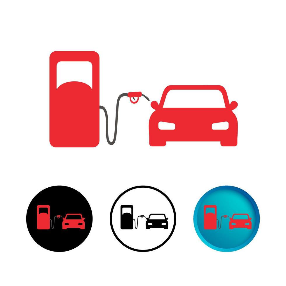 Coche abstracto en conjunto de iconos de gasolinera vector