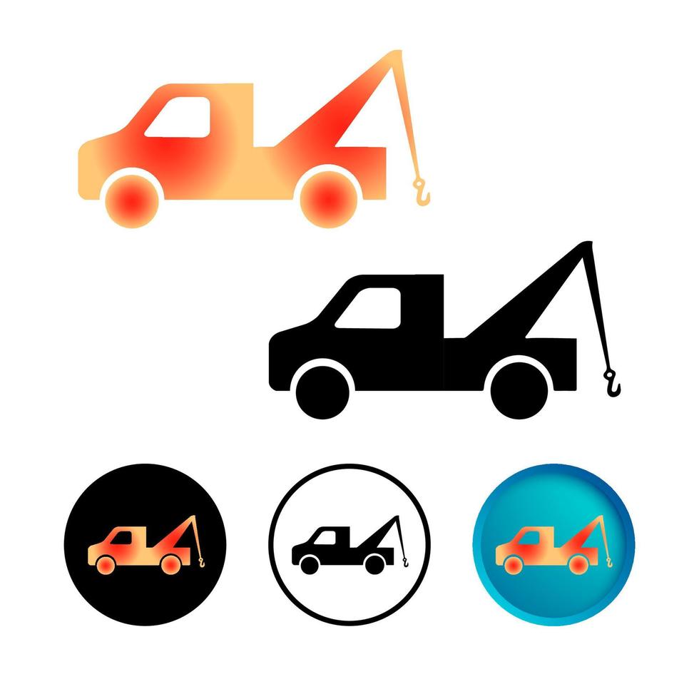 Abstract Tow Truck Icon Set vector