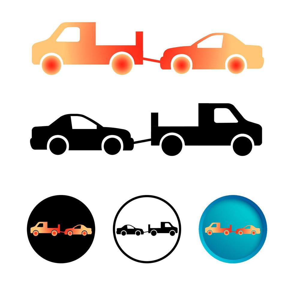 Abstract Car Towing Icon Set vector