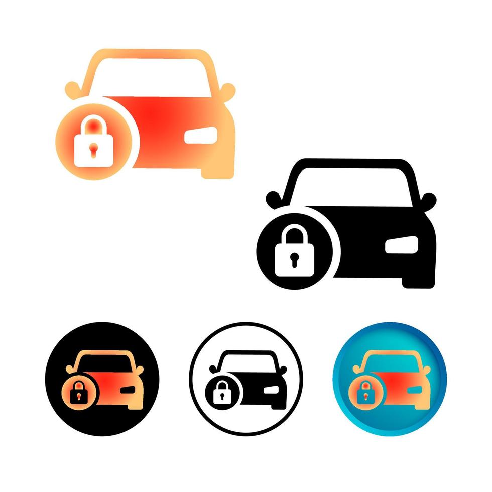 Abstract Locked Car Icon Set vector