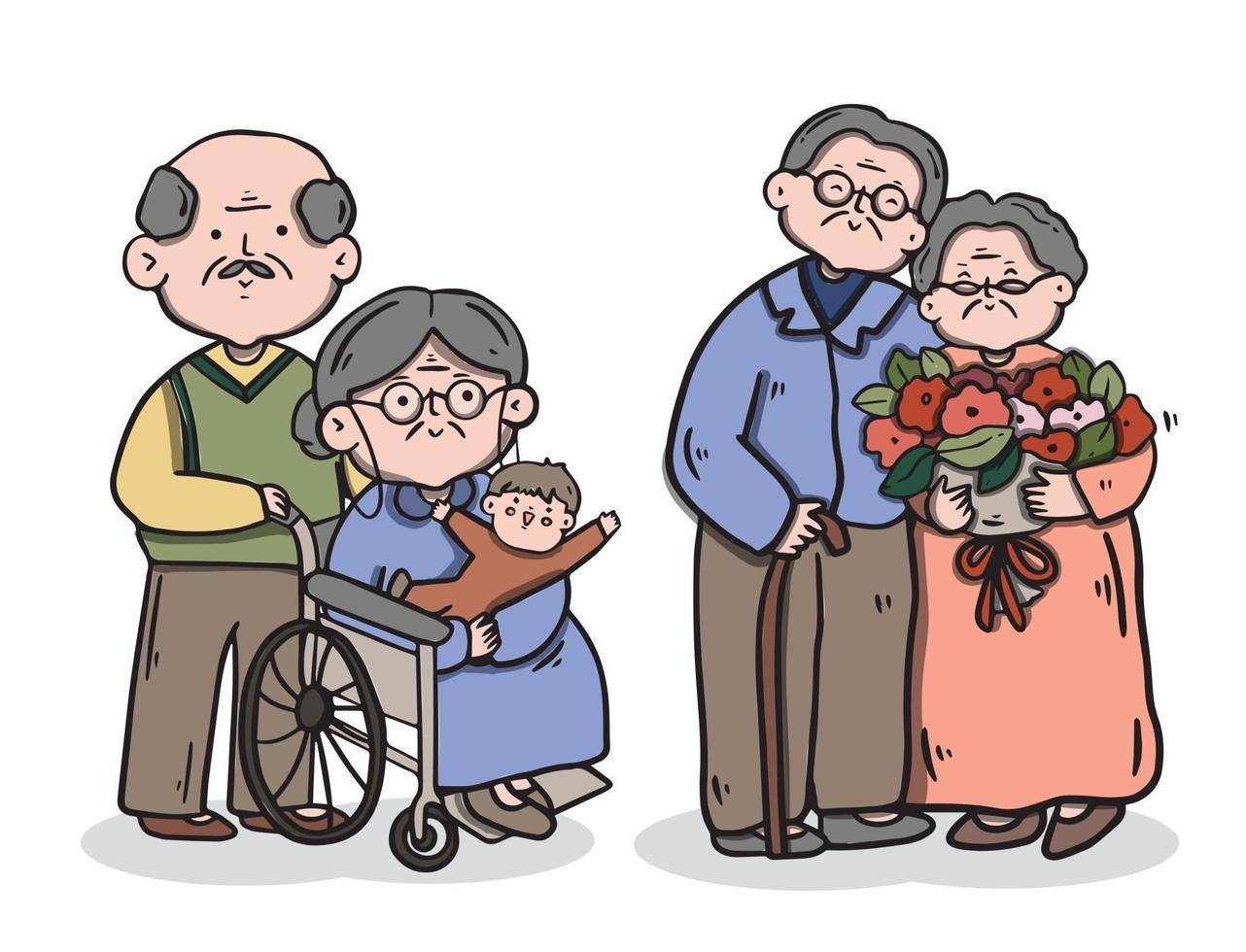 Couple in love, Old couple Stay at home vector