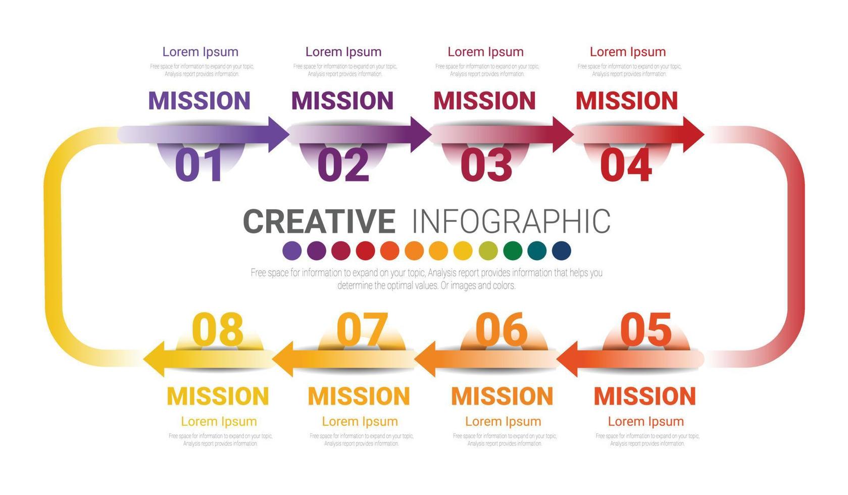 plantilla para diagrama de ciclo 8 opciones vector