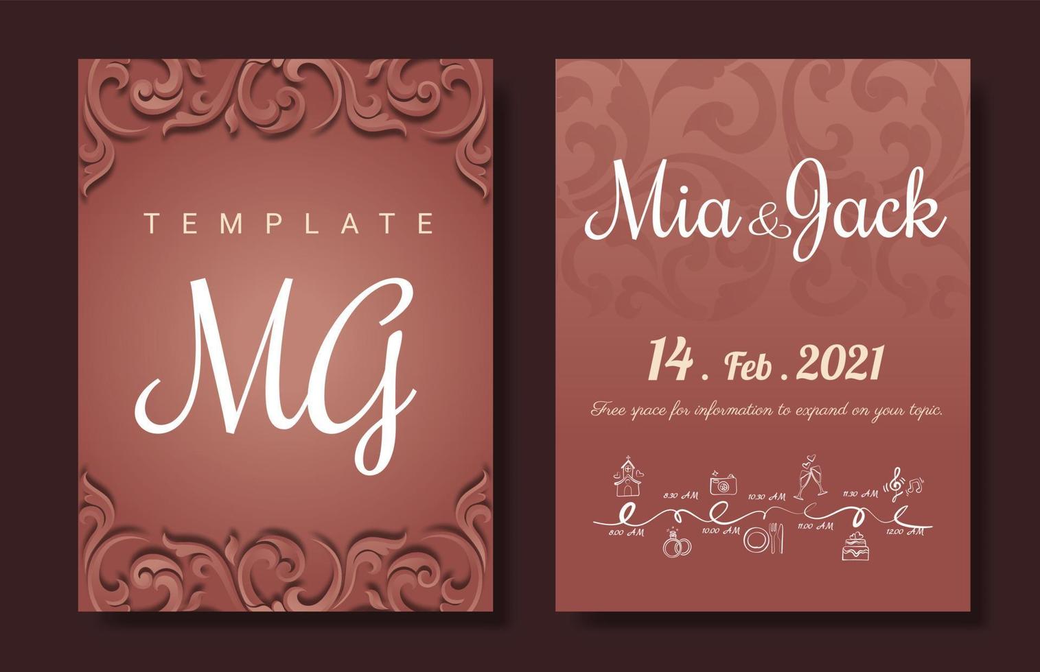 Wedding invitation, greeting card with vintage ornament. vector