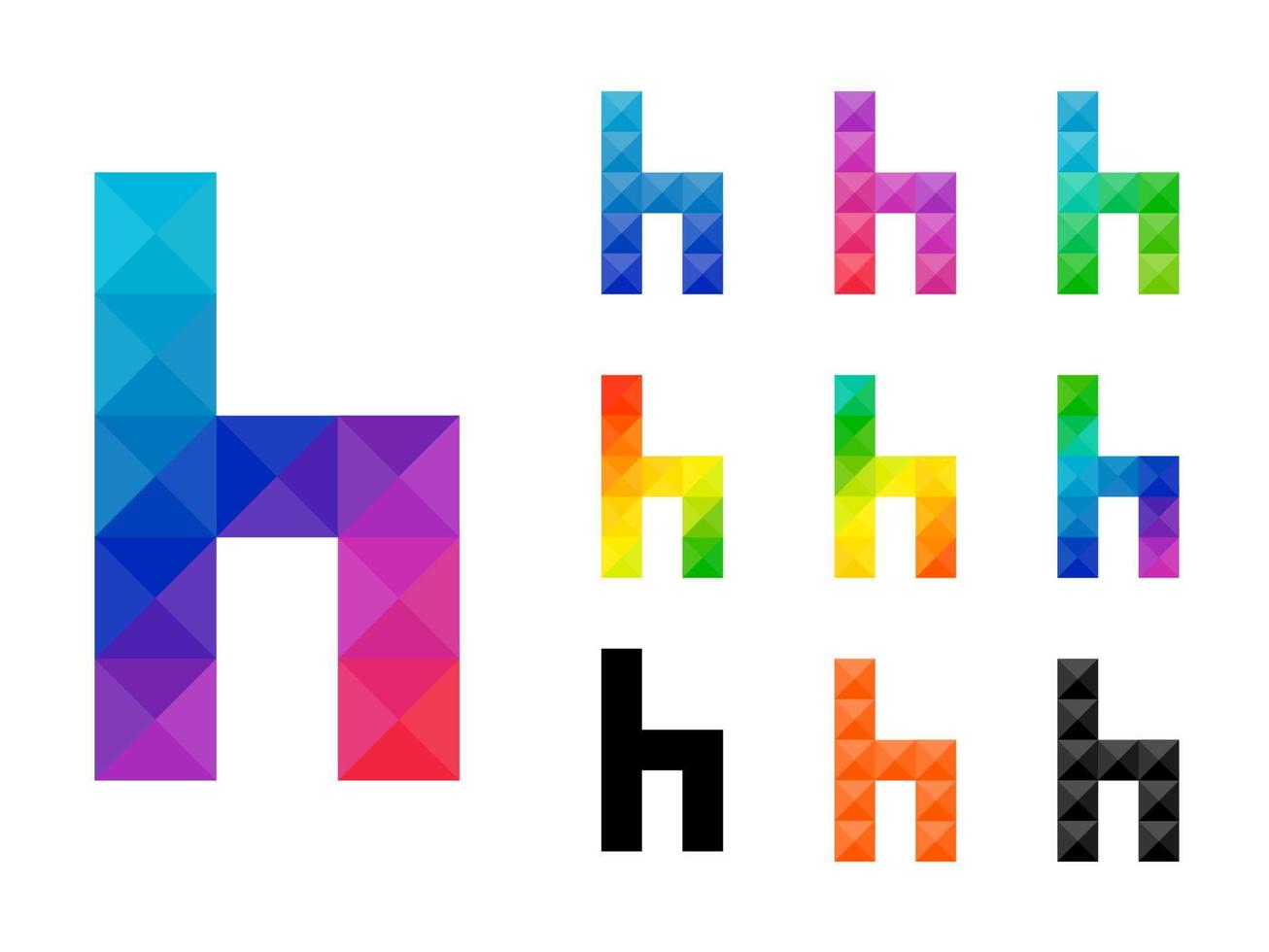 Set of colorful alphabet small letter h 3D icon logo vector