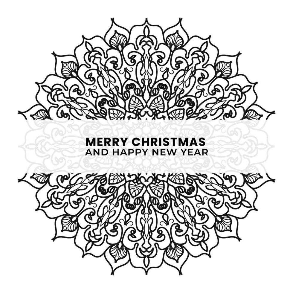 merry christmas and happy new year with mandala vector