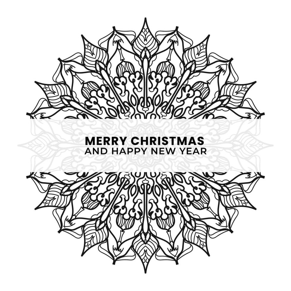 merry christmas and happy new year with mandala vector