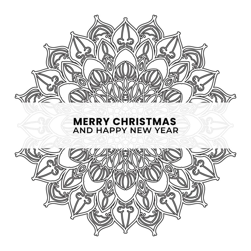 merry christmas and happy new year with mandala vector