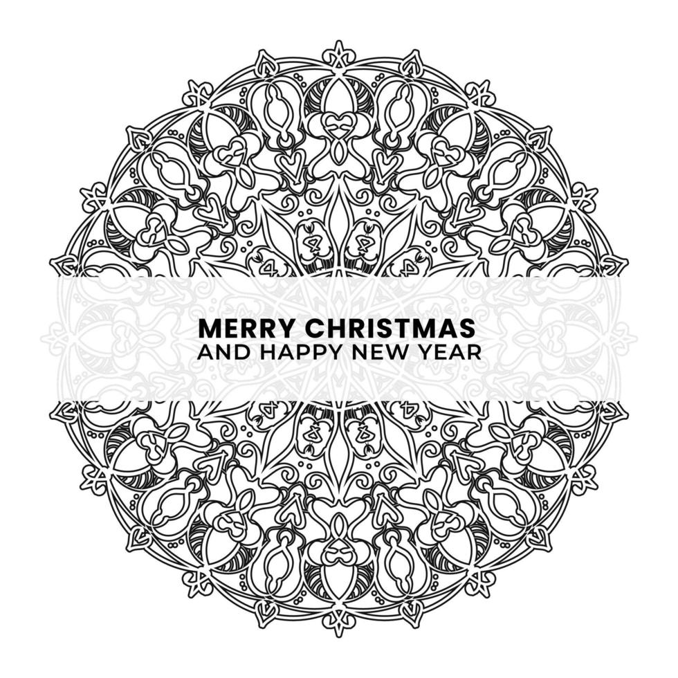 feliz navidad y próspero año nuevo con mandala vector