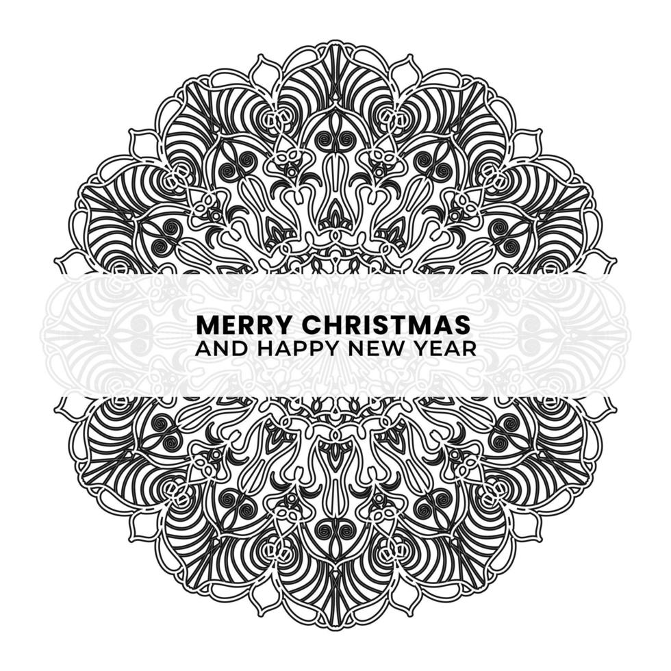 merry christmas and happy new year with mandala vector