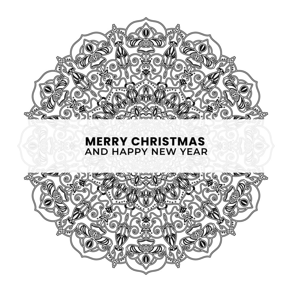 merry christmas and happy new year with mandala vector