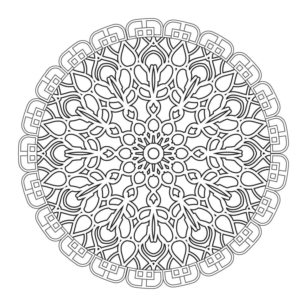 Black and white mandala with floral pattern. Coloring page. vector