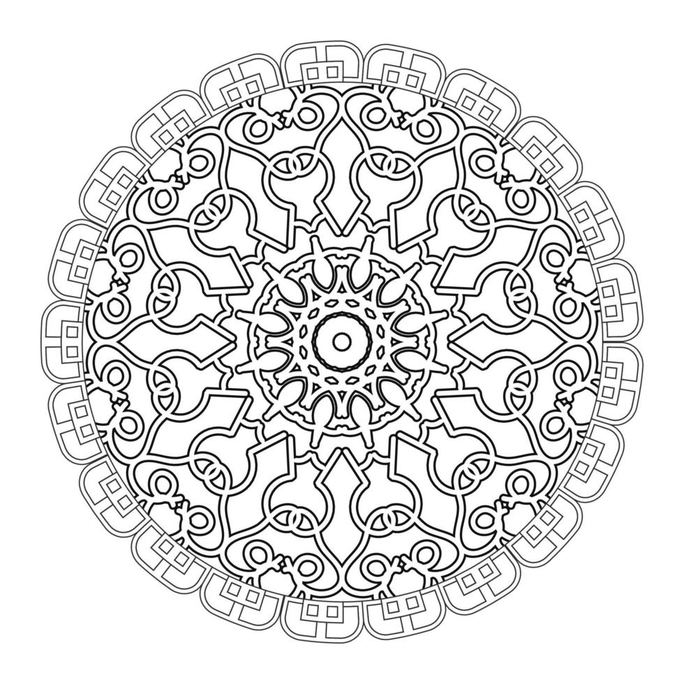 mandala blanco y negro con estampado de flores. página para colorear. vector