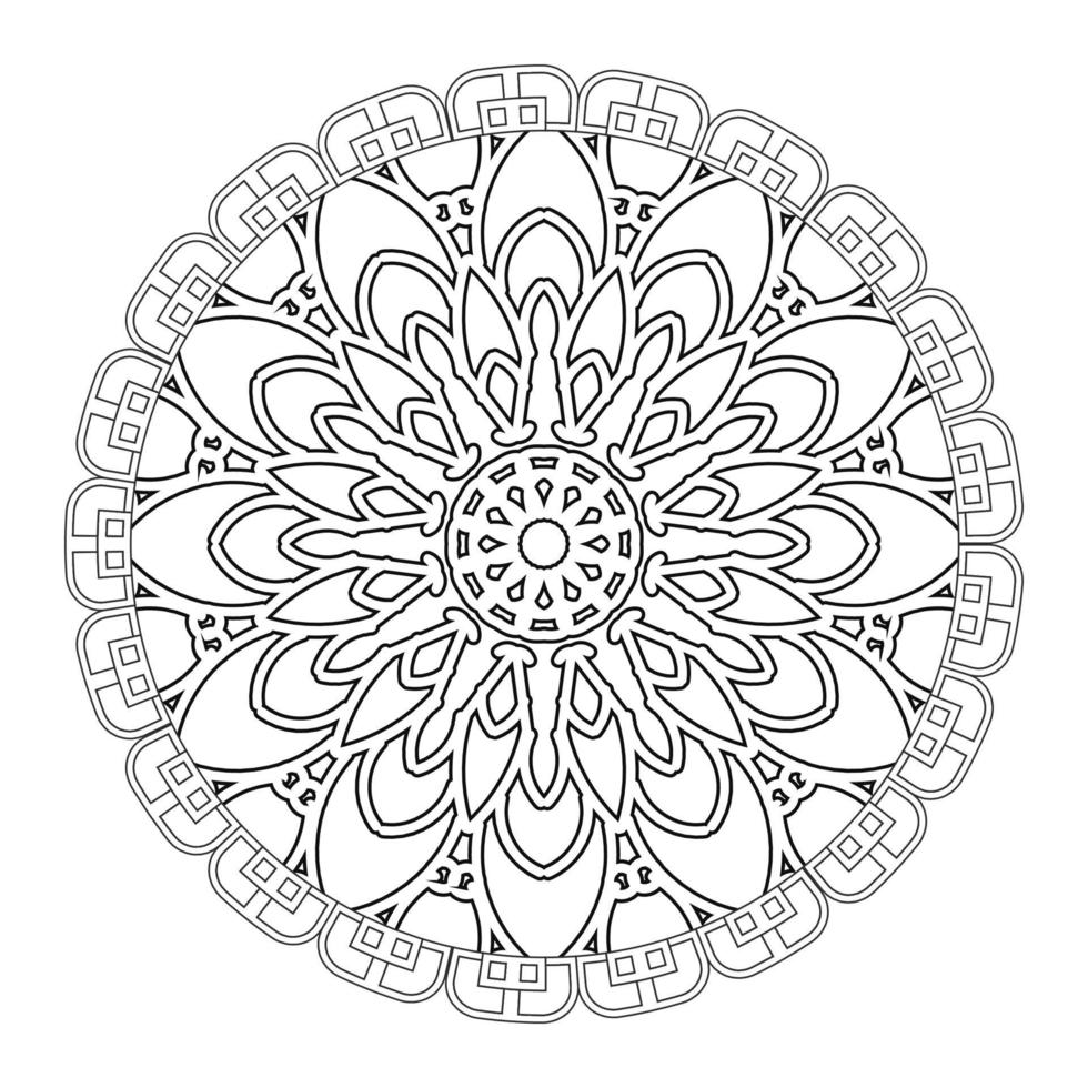 mandala blanco y negro con estampado de flores. página para colorear. vector